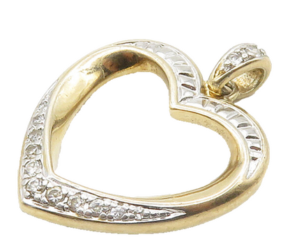 ROSS SIMON 925 Silver  Topaz Shiny Two Tone Open Love Heart Pendant  PT12827