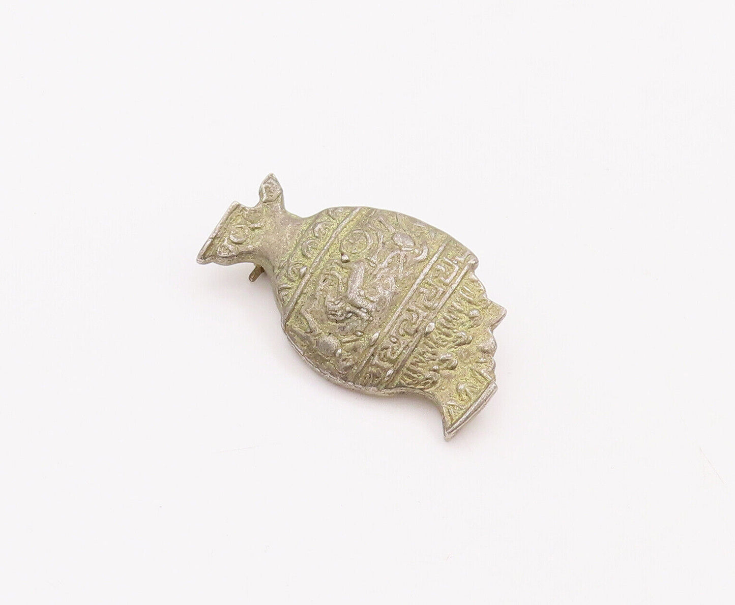 925 Sterling Silver Vintage Brooch Pin Solid Swirly Carved Broken Vase  BP10929