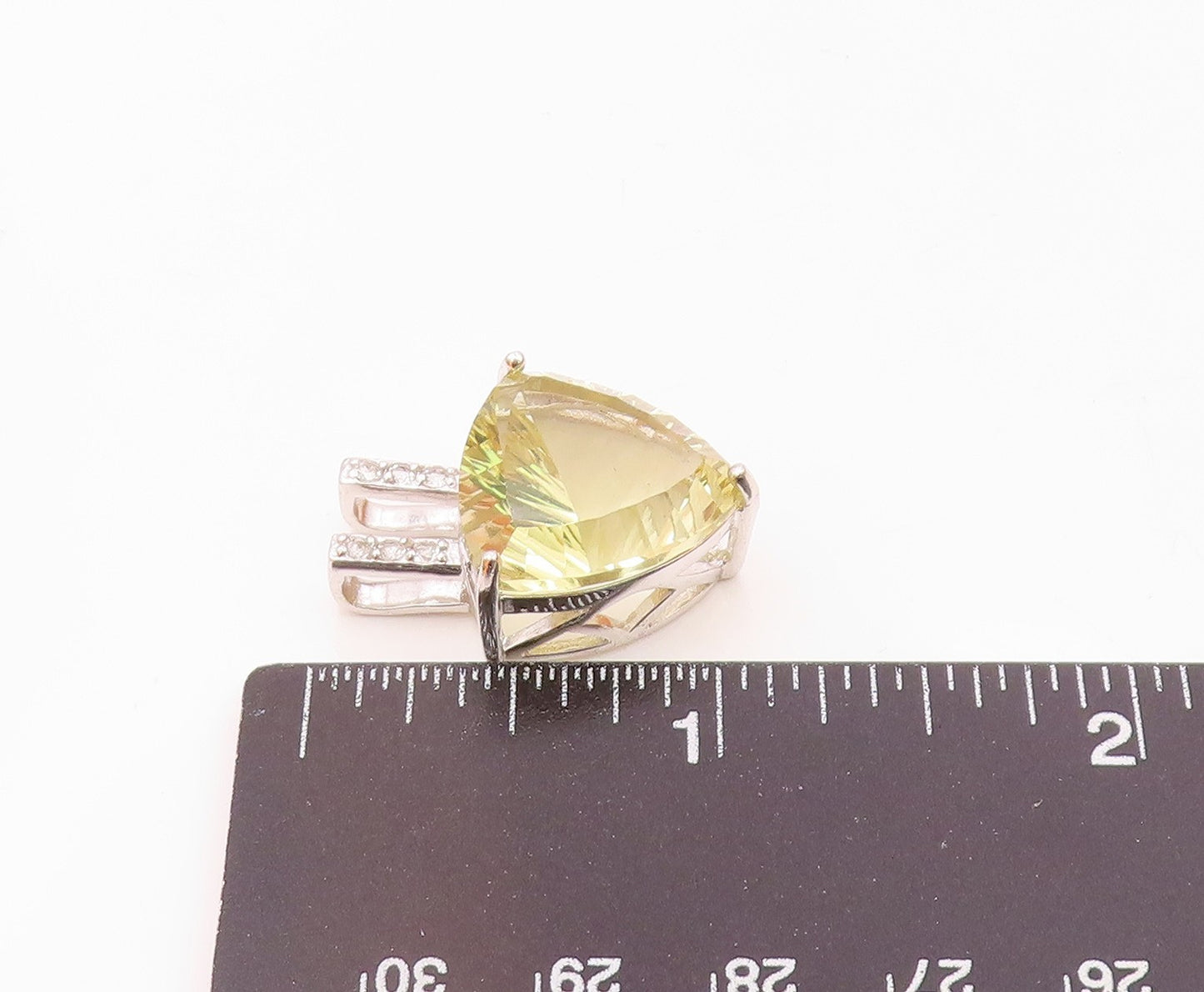 925 Silver  Vintage Beautiful Fancy Yellow & White Topaz Drop Pendant  PT21453