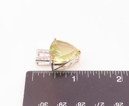 925 Silver  Vintage Beautiful Fancy Yellow & White Topaz Drop Pendant  PT21453