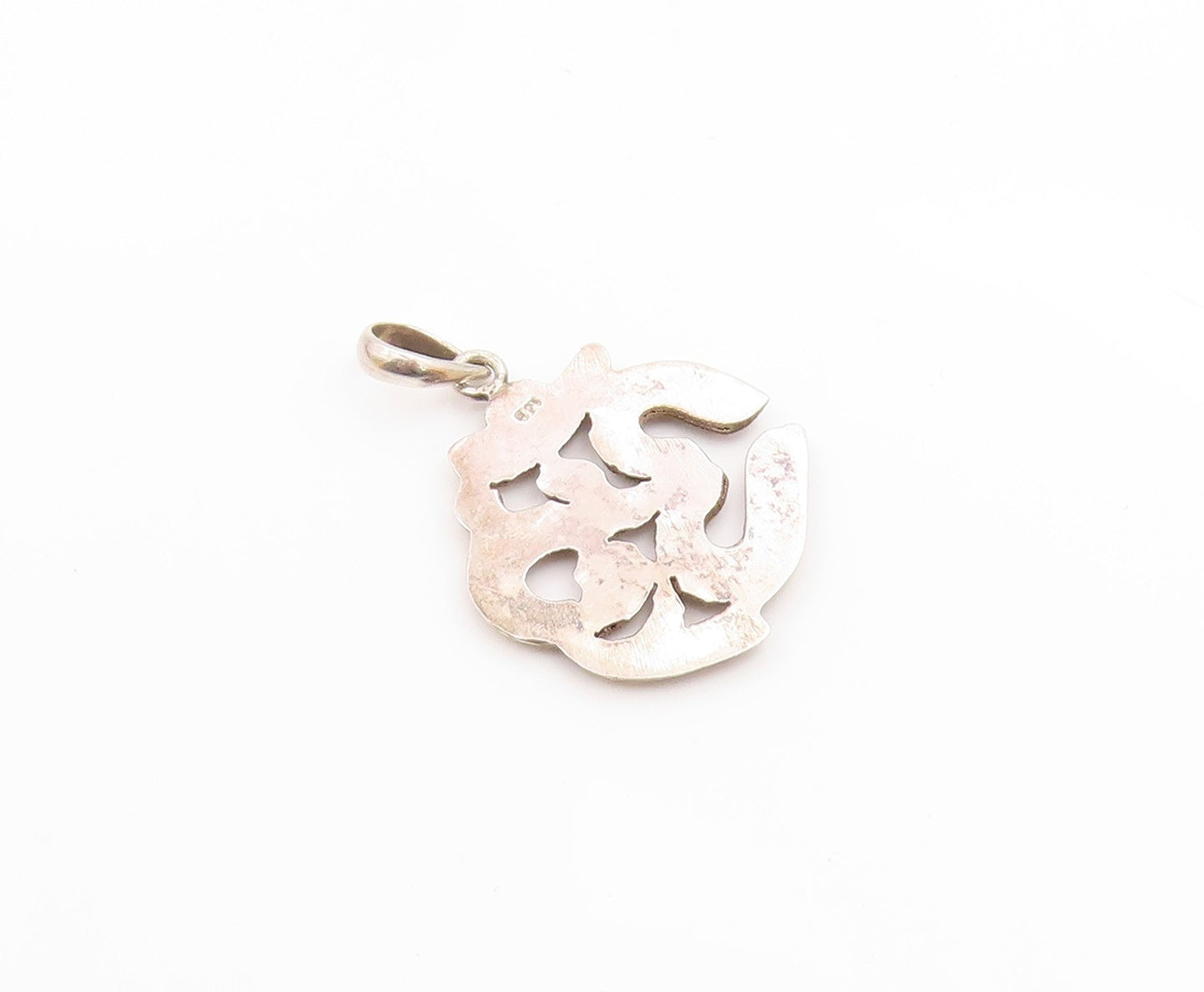 925 Sterling Silver Vintage Carved Hollow Yoga Symbol Pendant  PT21369