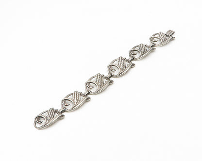 DANECRAFT 925 Sterling Silver  Vintage Dark Tone Wheat Chain Bracelet  BT7213