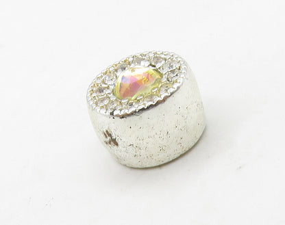 AVON 925 Sterling Silver  Rainbow Crystal & Topaz Round Slide Pendant  PT12696