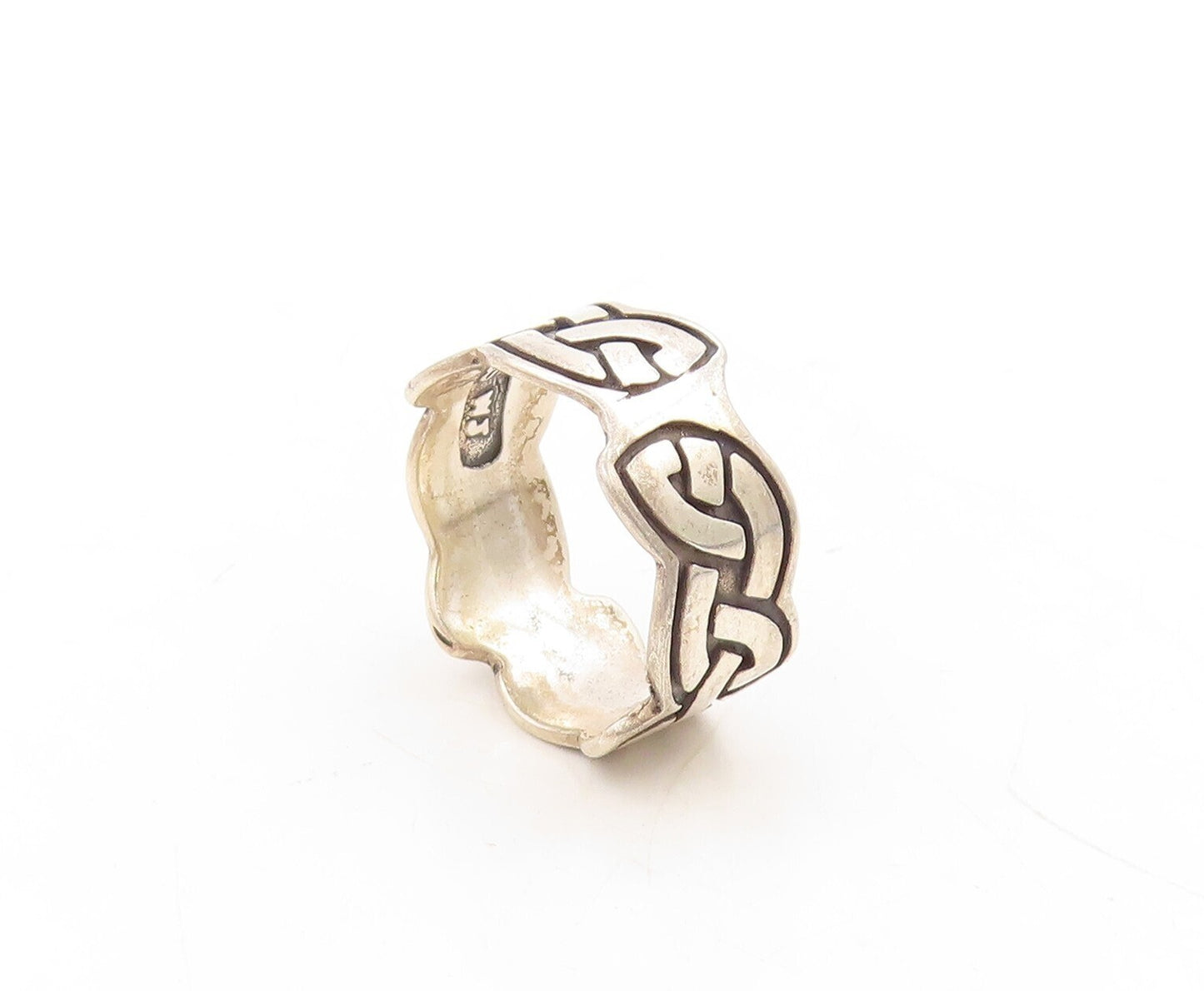 925 Sterling Silver Vintage Ring Dark Tone Cutout Celtic Knots  Sz 6  RG31296