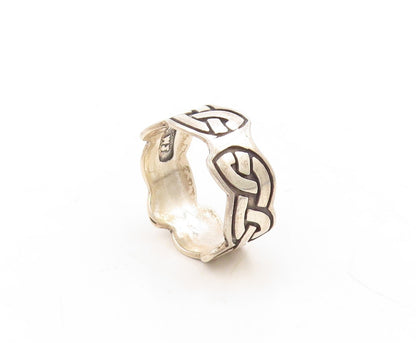 925 Sterling Silver Vintage Ring Dark Tone Cutout Celtic Knots  Sz 6  RG31296
