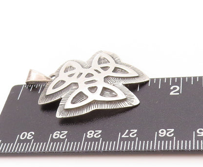 925 Sterling Silver Vintage Pendant Etched Celtic Trinity Knot  PT24218