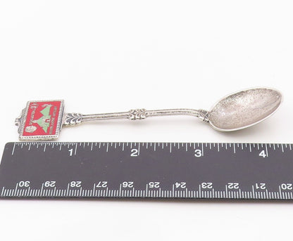 925 Sterling Silver  Vintage Antique Enamel St. Maarten Tea Spoon  TR1621