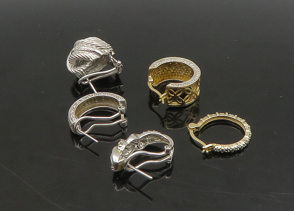 925 Sterling Silver  Vintage Genuine Diamonds Lot Single Earrings  EG11241