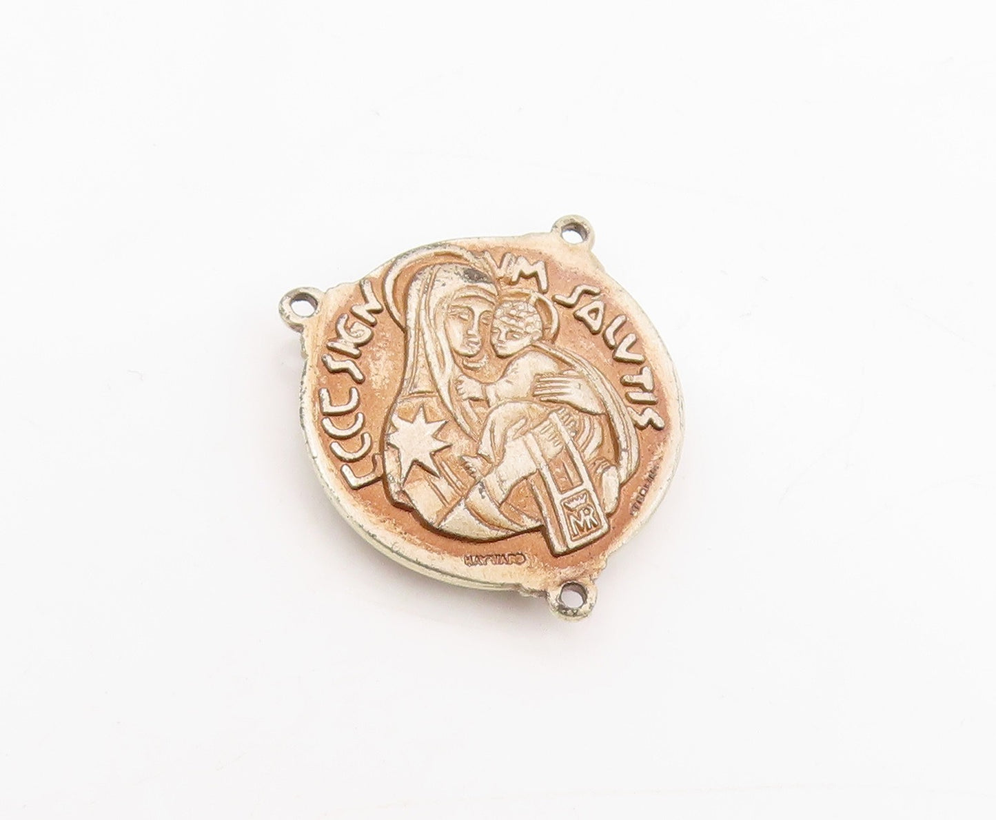 925 Sterling Silver Vintage Pendant HAYWARD Sacred Heart Religious Medal PT25301
