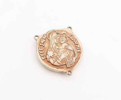 925 Sterling Silver Vintage Pendant HAYWARD Sacred Heart Religious Medal PT25301