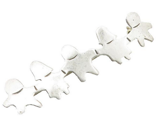 925 Sterling Silver  Vintage People Holding Hands Unity Brooch Pin  BP3689