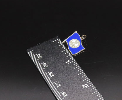 925 Silver  Vintage Kentucky State Seal Blue Enamel Flag Pendant  PT21836