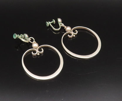 925 Silver  Vintage Swirled Circle & Bead Ball Screw Back Earrings  EG12212