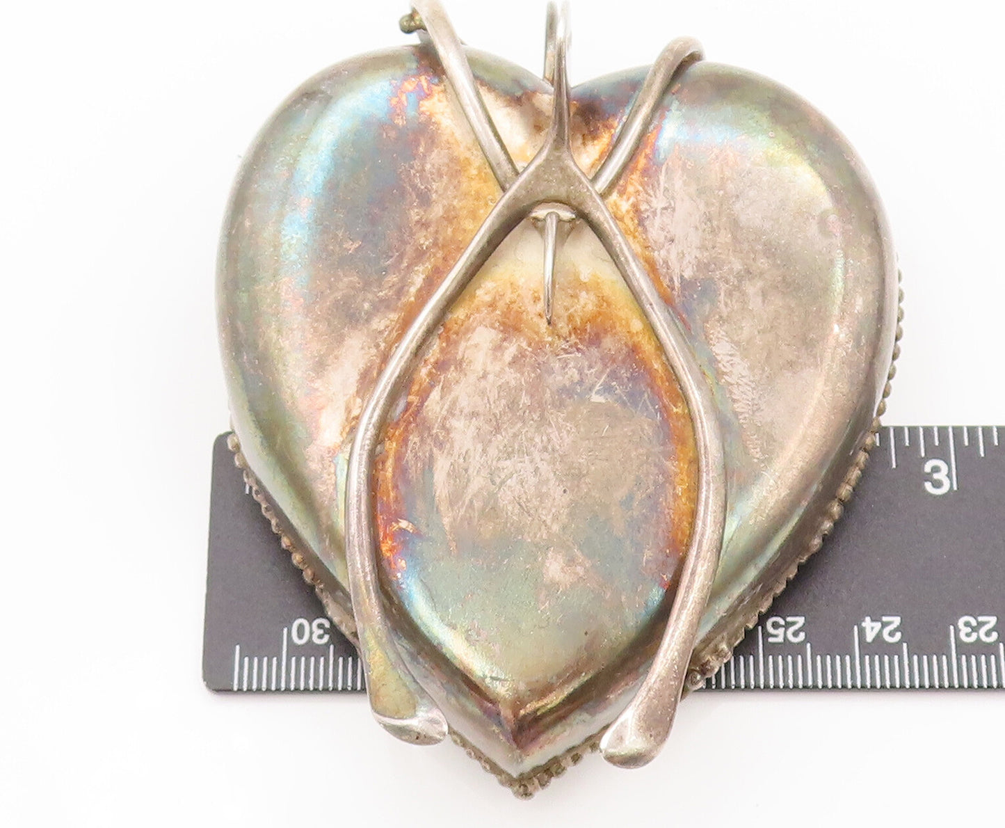HA ENGLAND 925 Sterling Silver  Vintage Large Caged Heart Artifact  TR3579