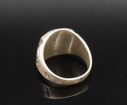 925 Silver  Vintage Antique Enamel Abraham Lincoln JHS Ring Sz 8  RG25833