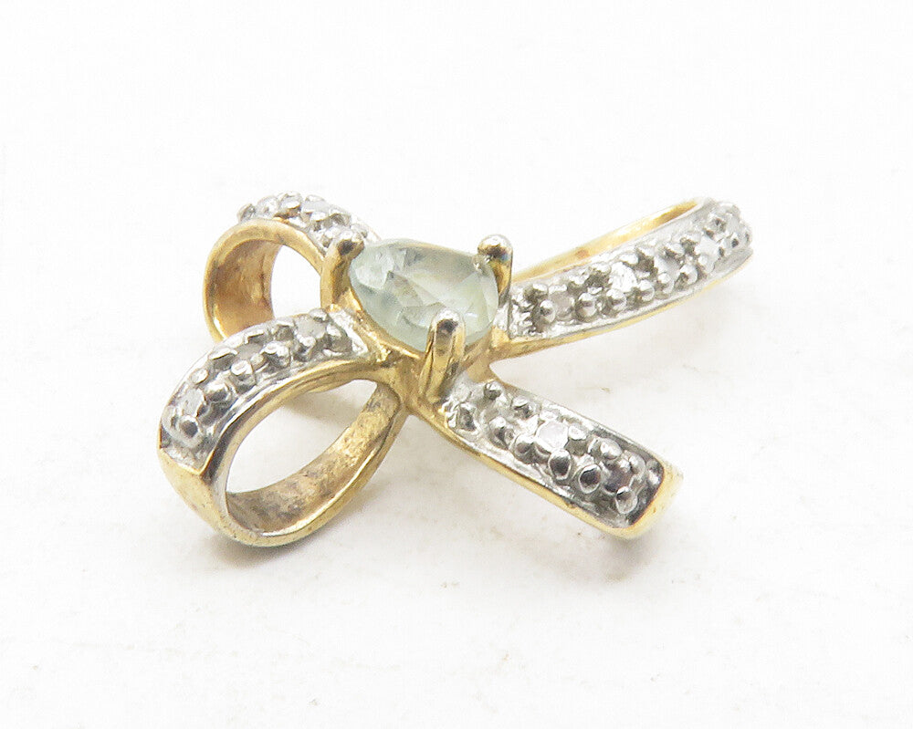 ROSS SIMON 925 Silver  Genuine Diamond & Topaz Religious Cross Pendant  PT9617