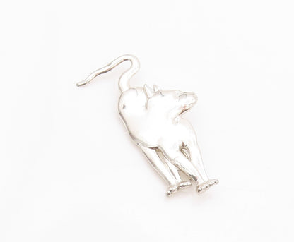925 Sterling Silver Vintage Brooch MFA Solid Walking Cat Cutout  BP11573