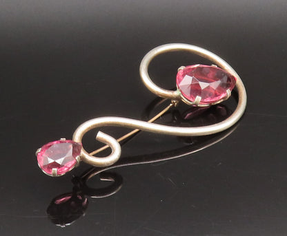 925 Silver  Vintage Pear Shaped Tourmaline Spiral Swirl Brooch Pin  BP10069