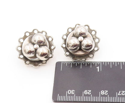 925 Sterling Silver Vintage Earrings FREIRICH Dark Tone Beaded Design  EG13330