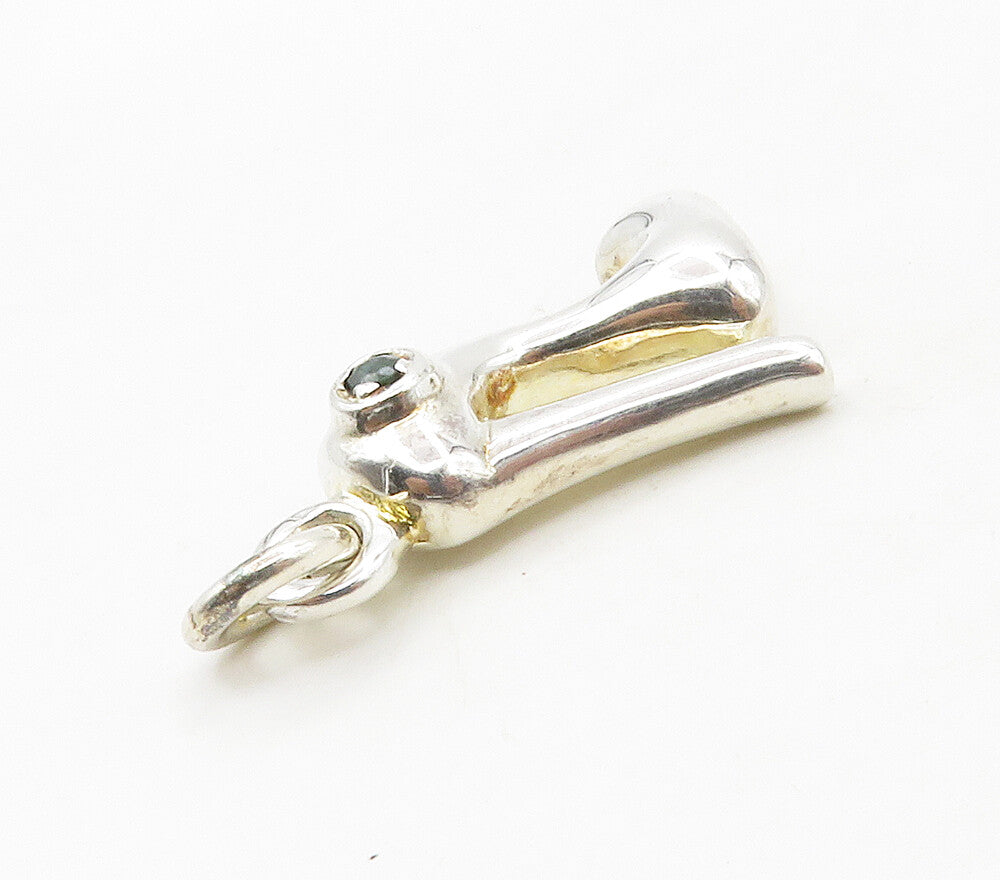 925 Sterling Silver  Topaz Accented High Heel Shoe Motif Pendant  PT12964