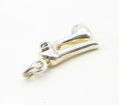 925 Sterling Silver  Topaz Accented High Heel Shoe Motif Pendant  PT12964