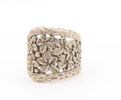 925 Sterling Silver Vintage Ring Daisy Floral Petals Cut Out Band  Sz 7  RG33648