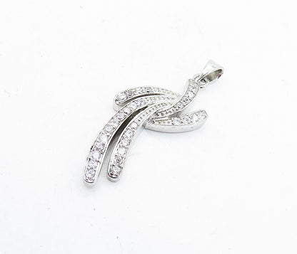 925 Sterling Silver Sparkling Cubic Zirconia Split Design Drop Pendant PT3998