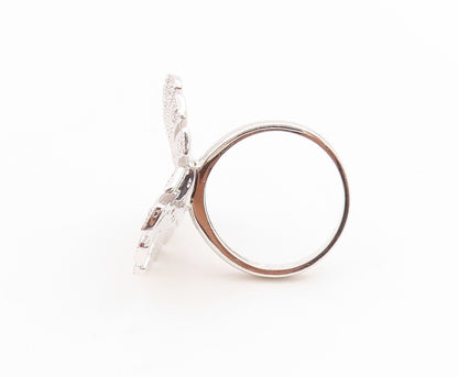 925 Sterling Silver Vintage Ring Modernist CZ Sunburst Love Heart  Sz 7  RG35830