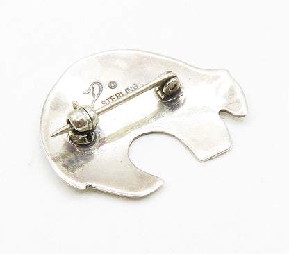 JOE DELGARITO NAVAJO 925 Silver  Vintage Arrow Etched Bear Brooch Pin  BP6246