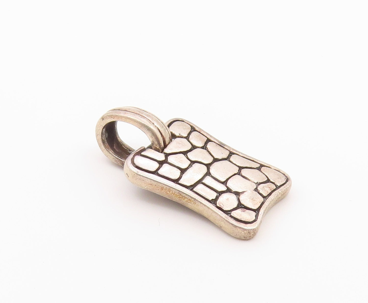 925 Sterling Silver  Vintage Shiny Cobble Stone Pattern Pendant  PT19806