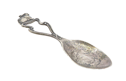 925 Sterling Silver  Vintage Antique Oxidized Rabbit Decorative Spoon  TR1360