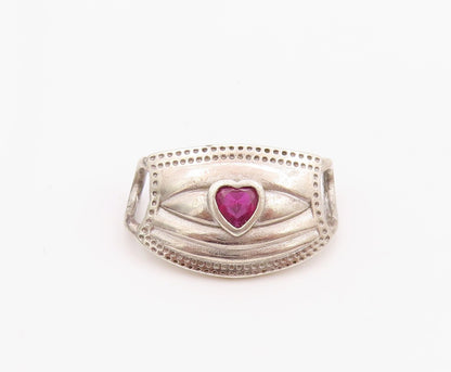 925 Sterling Silver Vintage Pendant Heart Cut CZ Face Mask Charm  PT24514