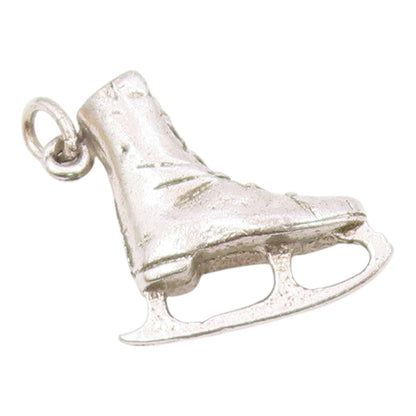 925 Sterling Silver  Vintage Sculpted Single Ice Skate Charm Pendant  PT20923