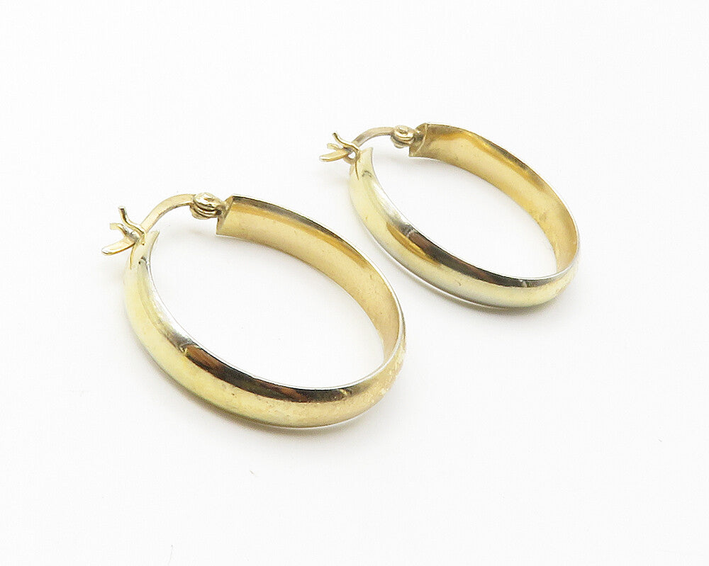925 Sterling Silver  Vintage Shiny Gold Plated Minimalist Hoop Earrings EG7221