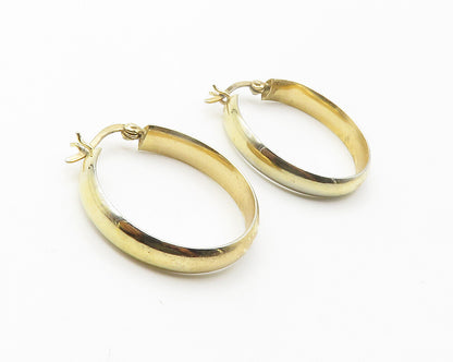 925 Sterling Silver  Vintage Shiny Gold Plated Minimalist Hoop Earrings EG7221
