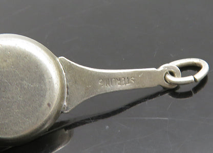 925 Sterling Silver  Vintage Fried Egg In Pan Petite Pendant  PT18875