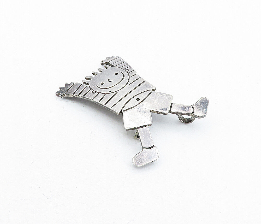 MEXICO 925 Sterling Silver  Vintage Shiny Jumping Child Brooch Pin  BP1548