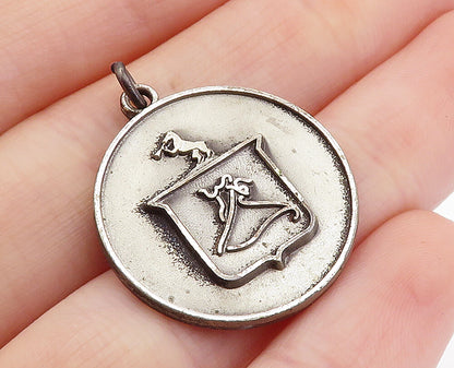 925 Sterling Silver  Vintage Dark Tone Embossed Design Round Pendant  PT5274