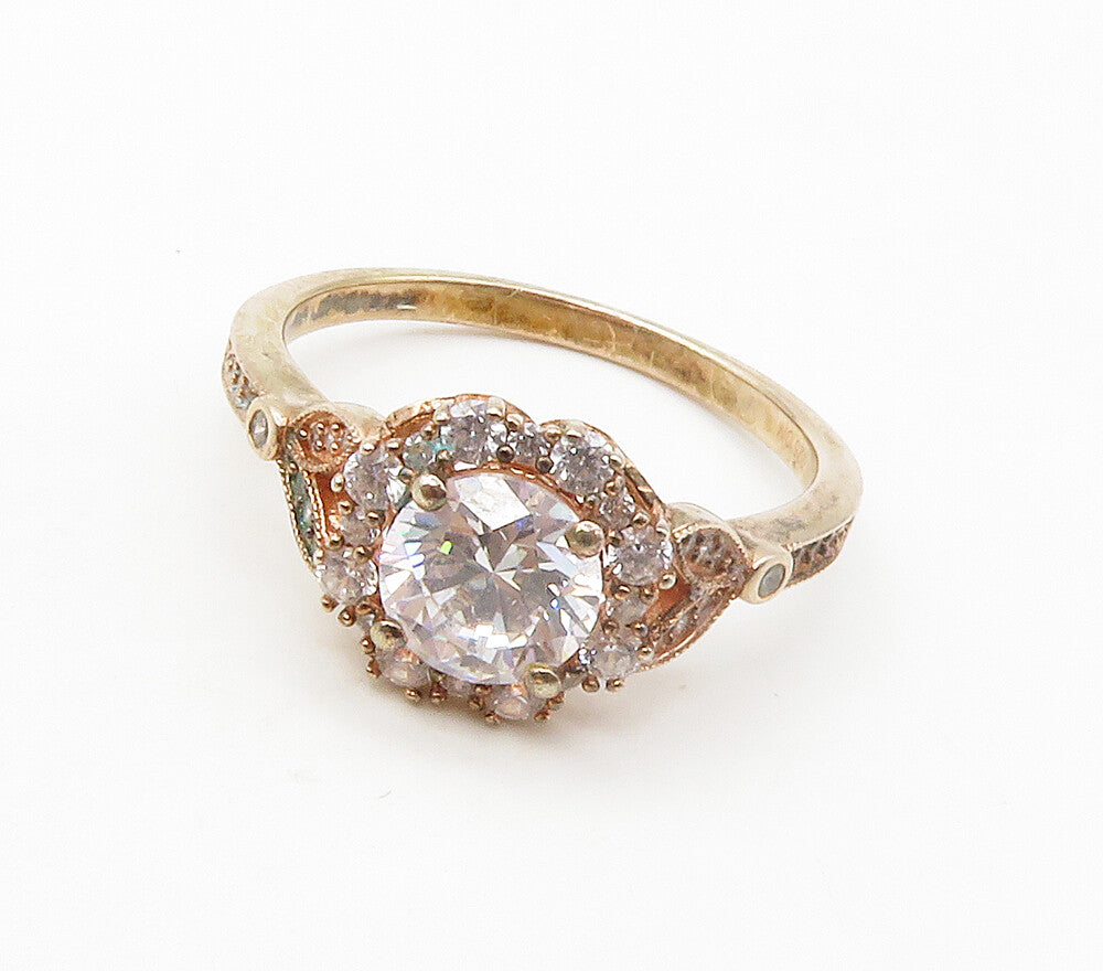 925 Sterling Silver  Cubic Zirconia Rose Gold Plated Band Ring Sz 10  RG16771
