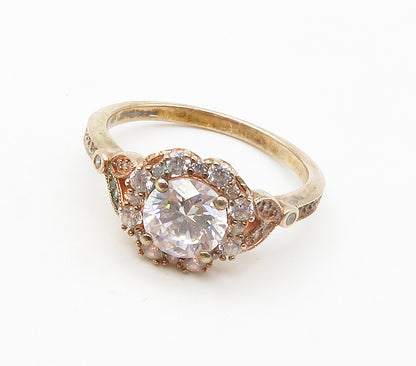 925 Sterling Silver  Cubic Zirconia Rose Gold Plated Band Ring Sz 10  RG16771