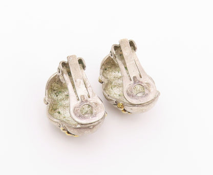 925 Sterling Silver Vintage Earrings Modernist Fluted Dome Clip On  EG14526