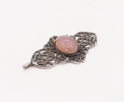 925 Sterling Silver  Vintage Lavender Cabochon Quartz Celtic Pendant  PT22057