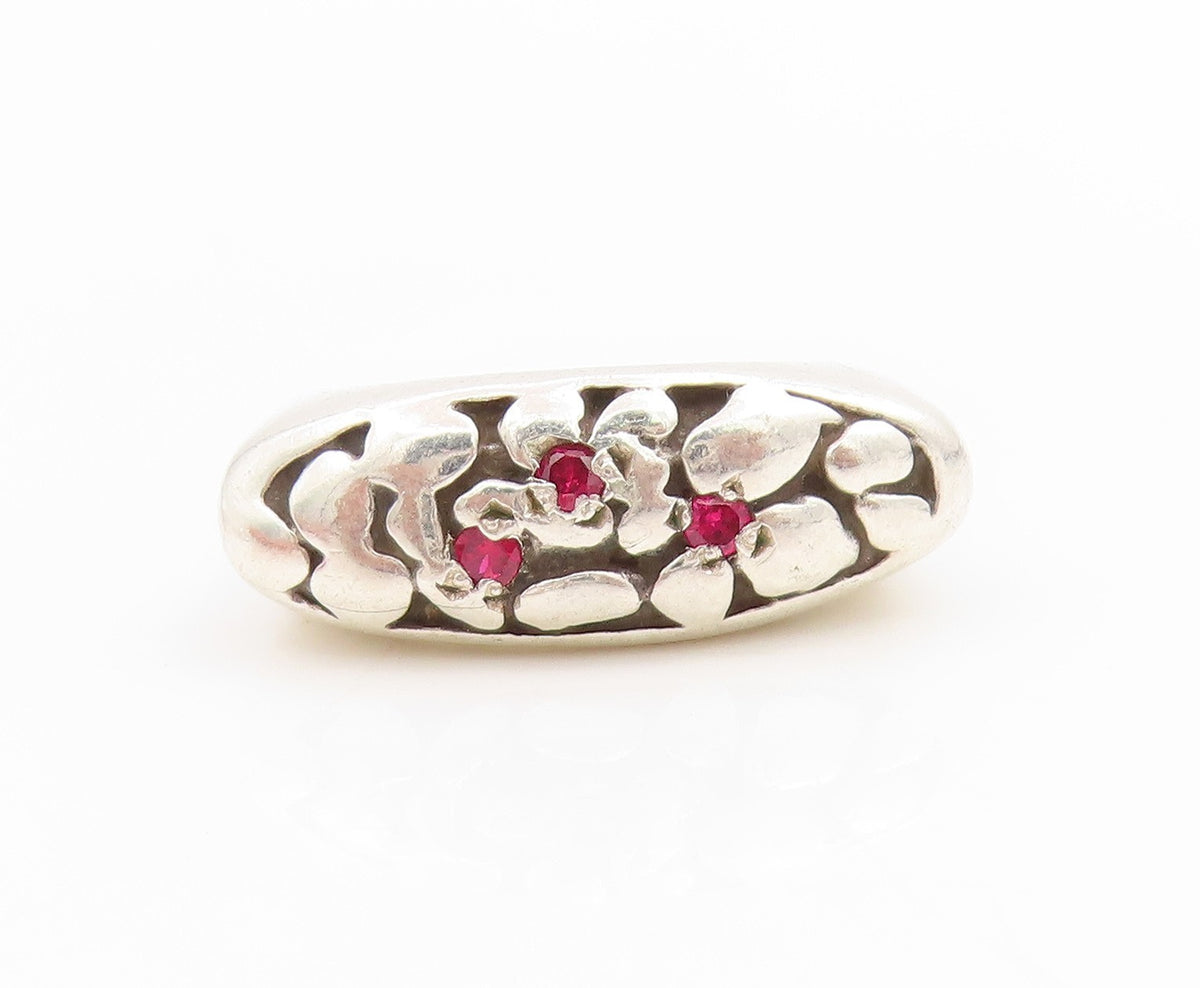 925 Sterling Silver Vintage Ring CZ Inset Textured Signet Band  Sz 5.5  RG33973