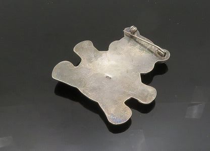 925 Sterling Silver  Vintage Dark Tone Teddy Bear Brooch Pin  BP7807
