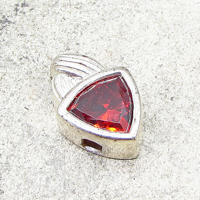 925 Sterling Silver  Faceted Red Garnet Triangular Slider Pendant  PT1578