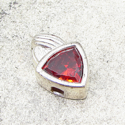 925 Sterling Silver  Faceted Red Garnet Triangular Slider Pendant  PT1578