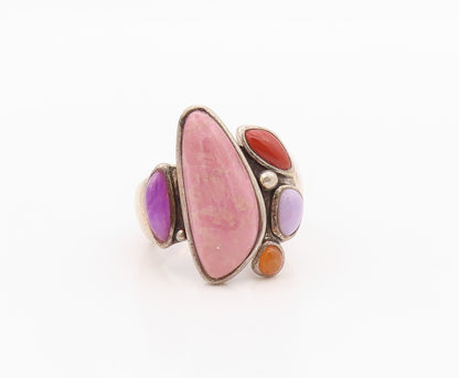 925 Sterling Silver Vintage Ring WHITNEY KELLY Multi Gemstone Band Sz 8 RG36357