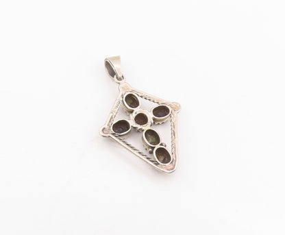 925 Sterling Silver Vintage Pendant Oval Onyx Geometric Religious Cross  PT25791