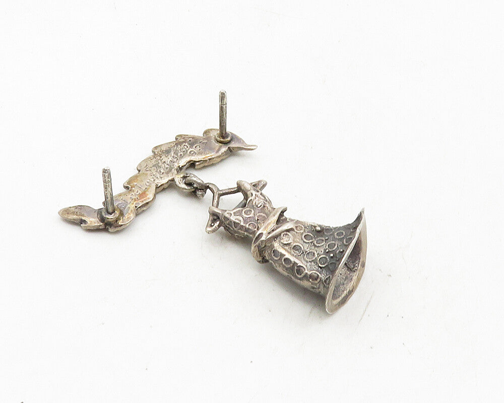 925 Sterling Silver  Vintage Dress On Hanger Floral Vine Sweater Clip  TR1651