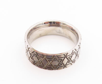 925 Sterling Silver Vintage Ring Star of David Patterned Band  Sz 9.5  RG34710